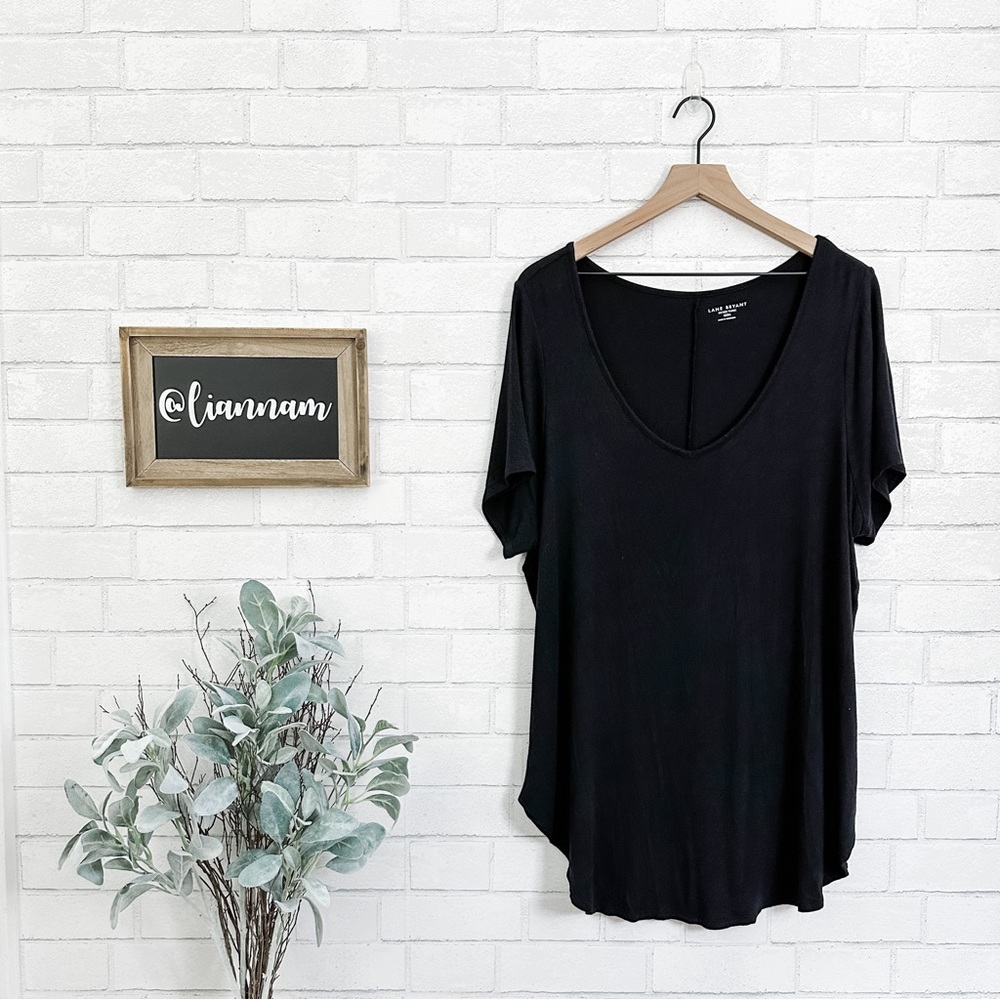 LANE BRYANT Black Short Sleeve Fitted Tunic Tee